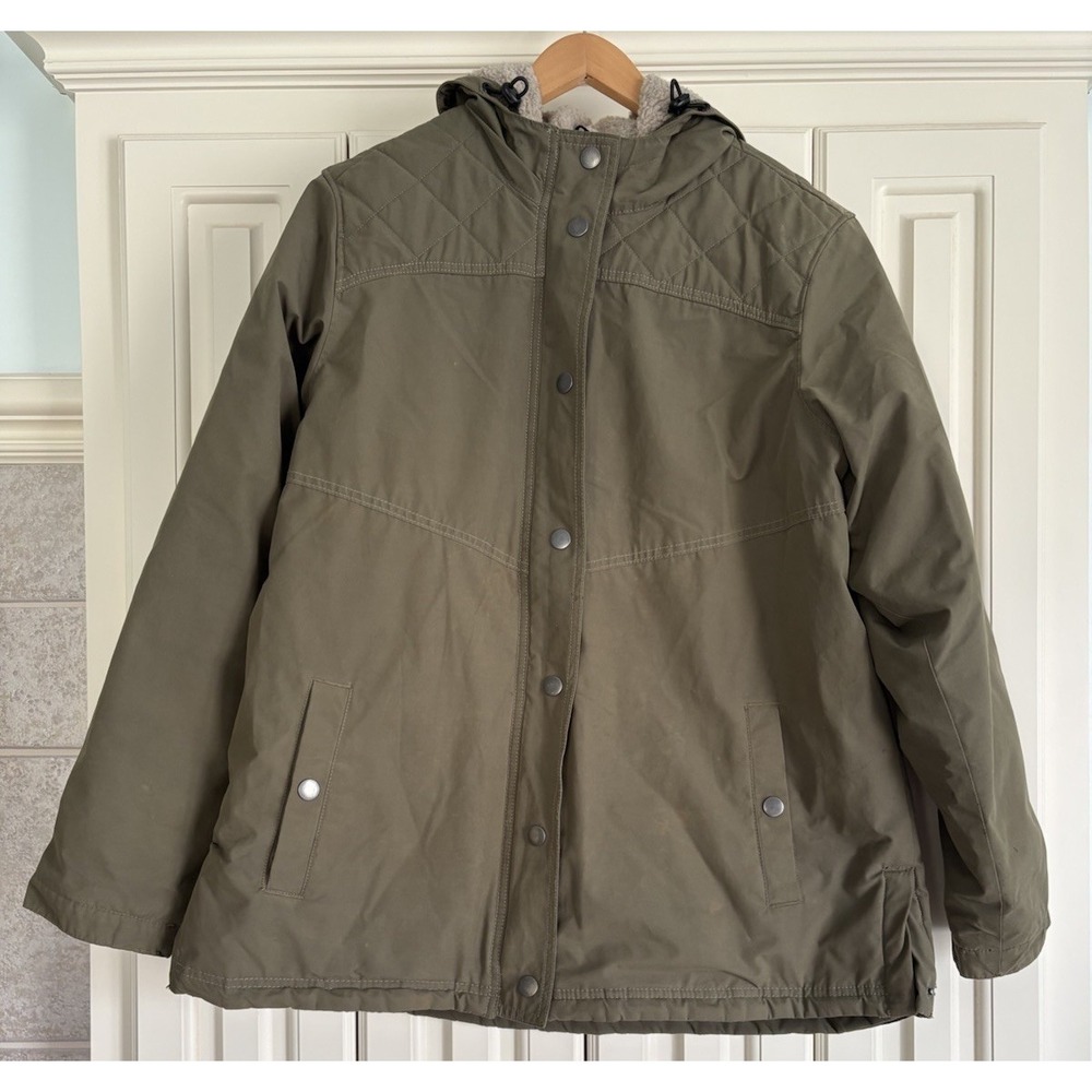 Berne Hooded Jacket‎ Green Sherpa Work Chore Coat Barn Jacket Size XL